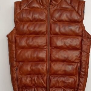 LEATHER PUFFY VESTCOAT #12