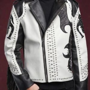 STUDDED TRIBAL PUNK MOTORBIKE LEATHER JACKET ARTICLE-02