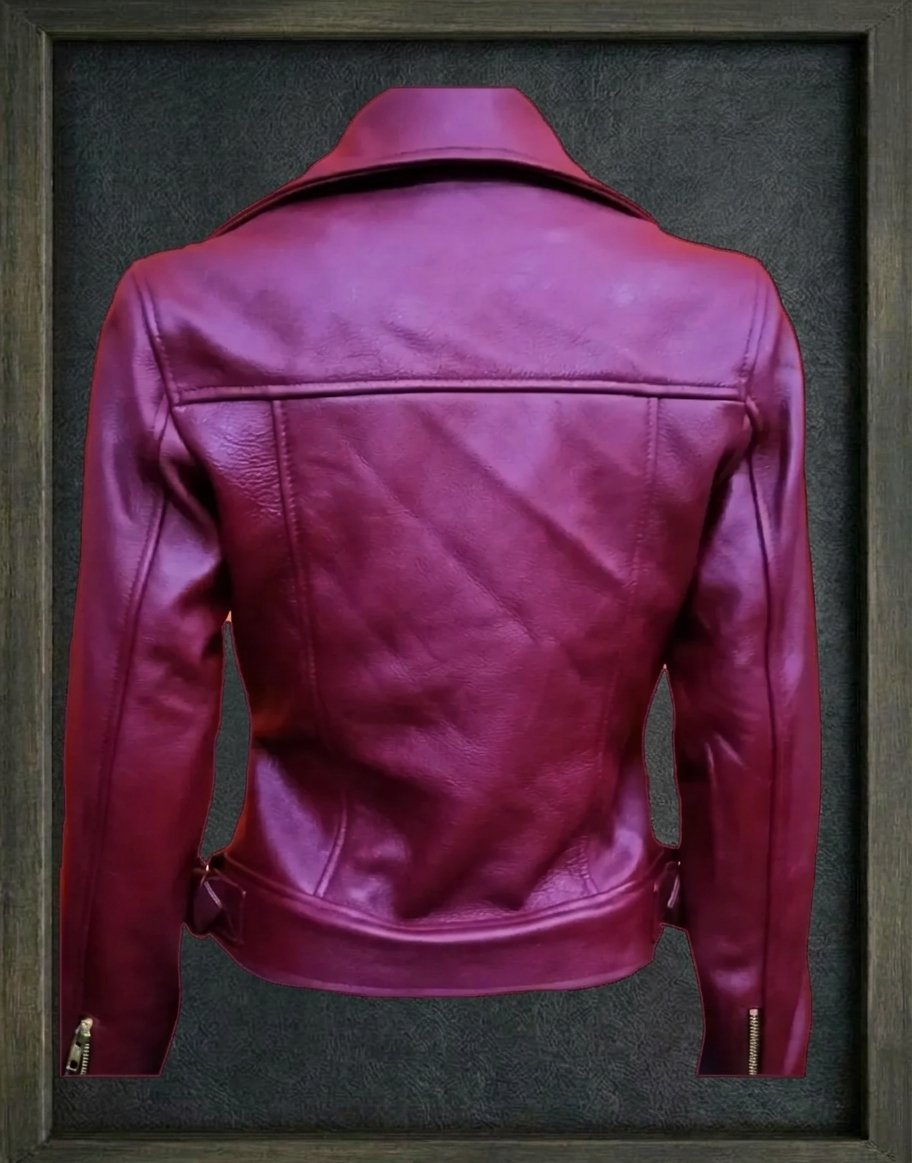 BURGUNDY WOMAN'S MOTORBIKE JACKET ARTICLE-07 - Image 5