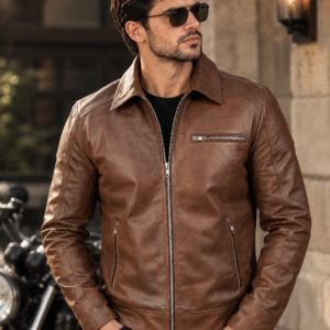 LEATHER MEN COLLAR JACKET ARTICLE-15