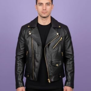 LEATHER MOTORBIKE JACKET FOR MEN#09