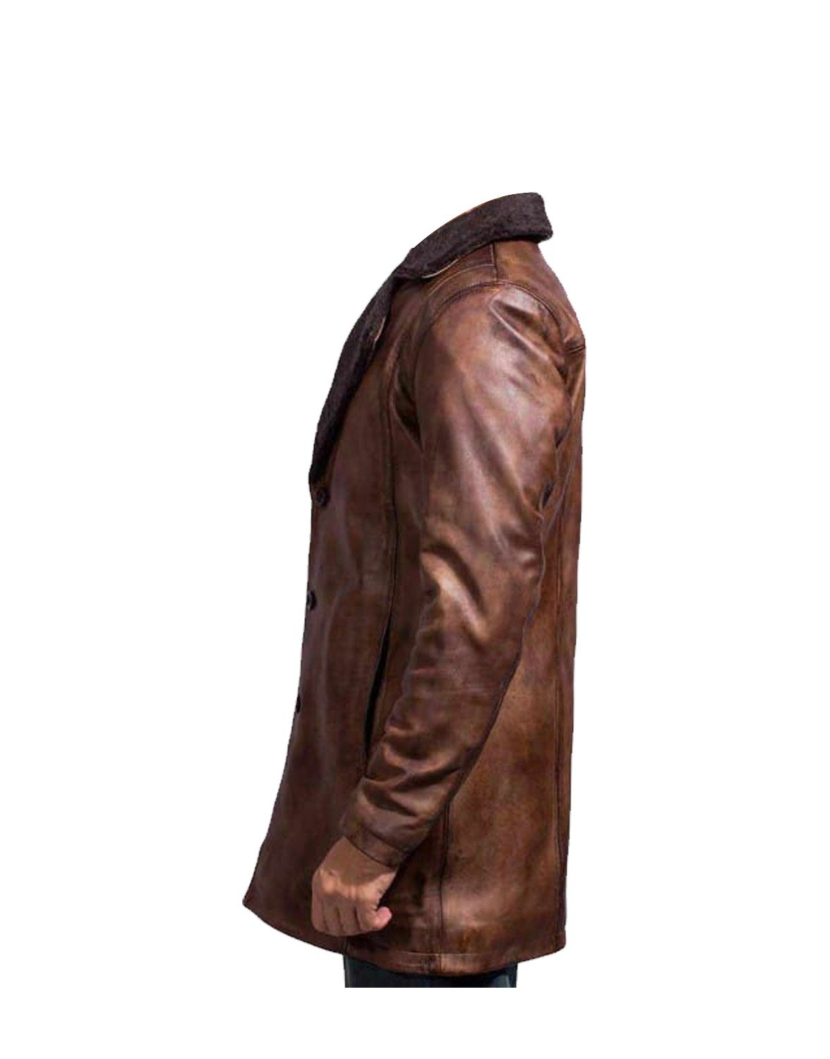 LEATHER MENS ARTIFICIAL FUR COAT #01 - Image 3