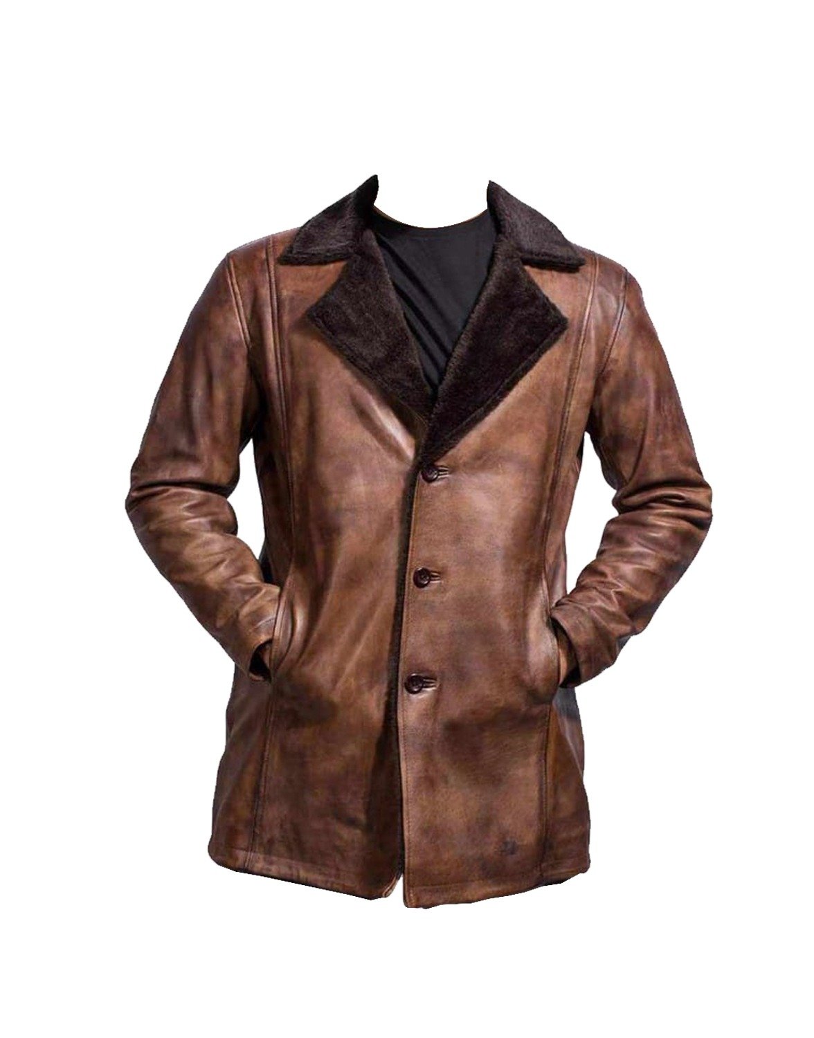 LEATHER MENS ARTIFICIAL FUR COAT #01