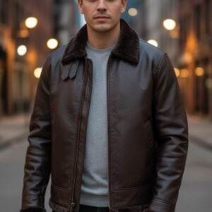 LEATHER MENS FUR JACKET #19
