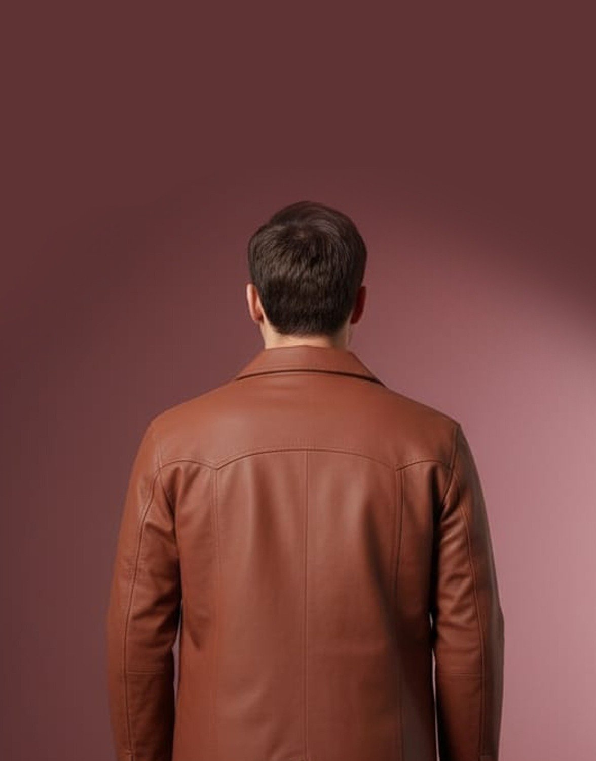 LEATHER MENS BUTTON COAT #02 - Image 2