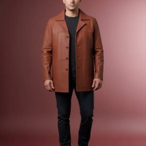 LEATHER MENS BUTTON COAT #02