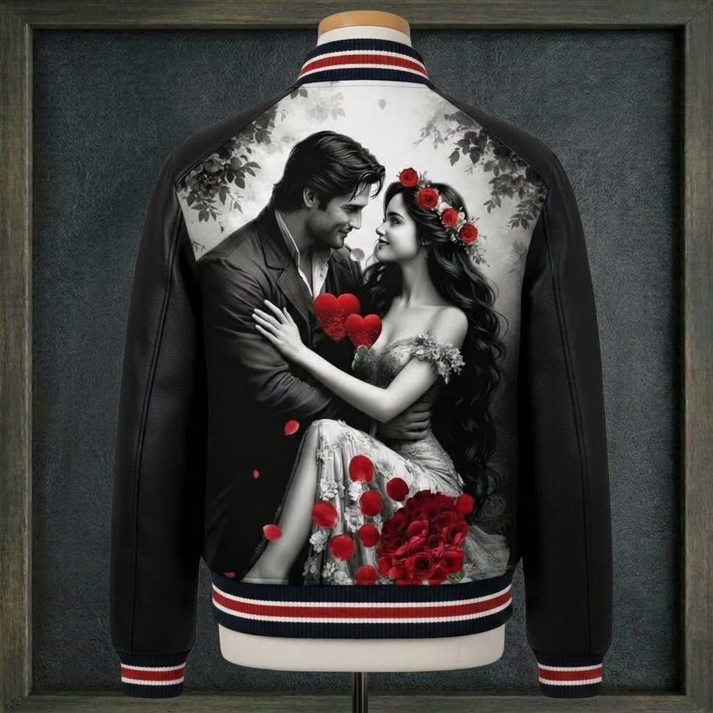 ETERNAL ROMANCE PRINTED LEATHER JACKET ARTICLE-33 - Image 4