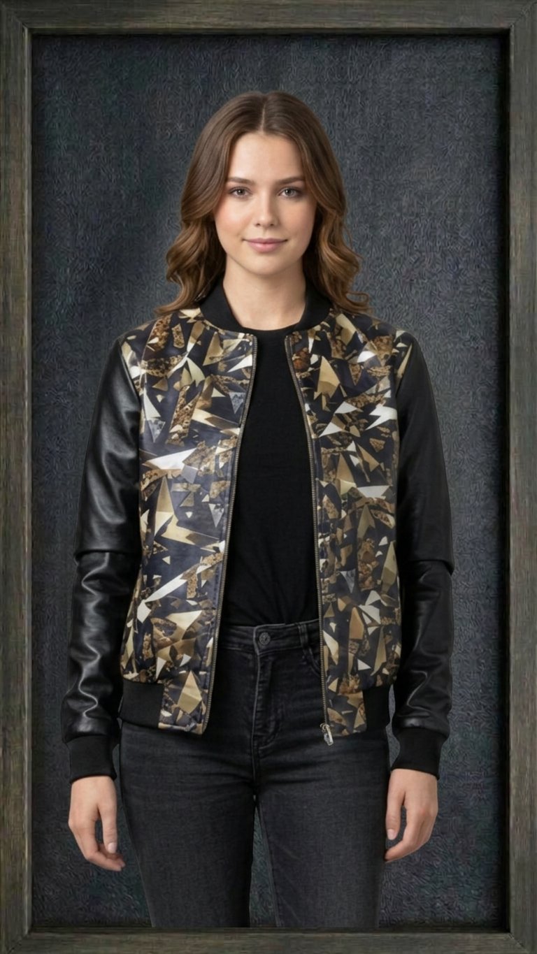 SHATTERED GLASS RIBBED HEM LEATHER JACKET ARTICLE-17