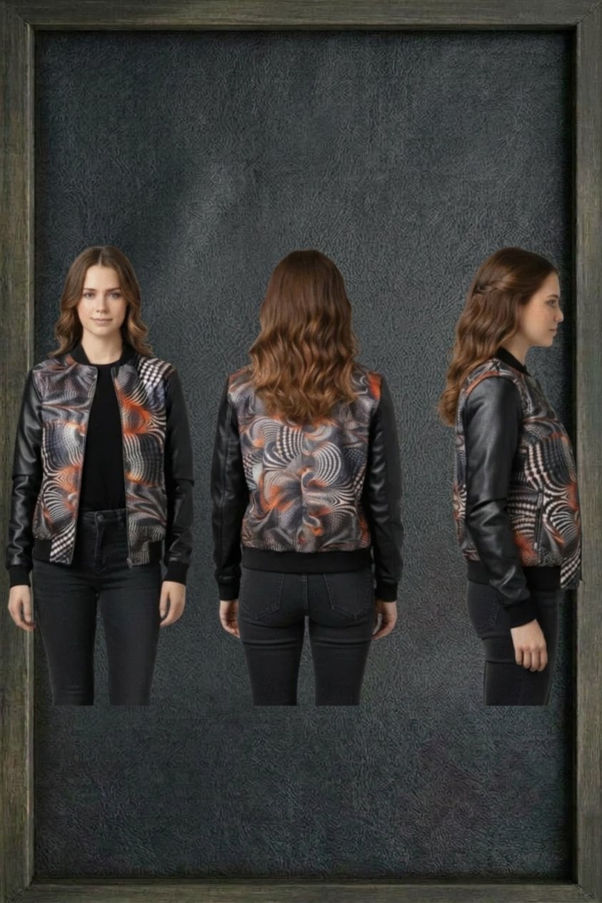 CHROMA WAVE PRINTED LEATHER JACKET ARTICAL-15 - Image 2