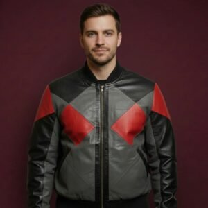 PLAIN PATCHED RIBBED HEM LEATHER JACKET FOR MEN ARTICLE-30