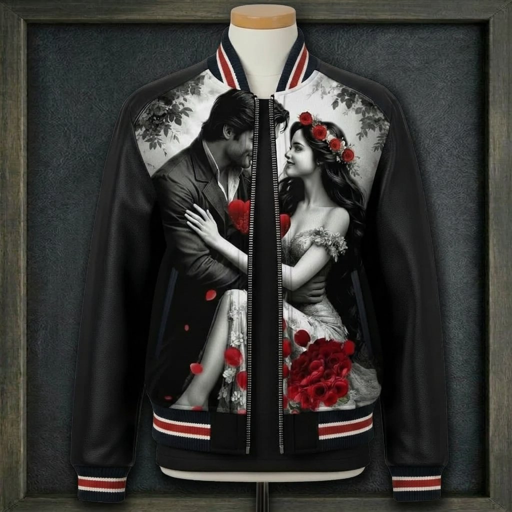 ETERNAL ROMANCE PRINTED LEATHER JACKET ARTICLE-33 - Image 3