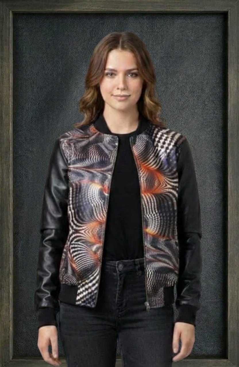 CHROMA WAVE PRINTED LEATHER JACKET ARTICAL-15