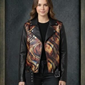 MARBLED OIL-SLICK ASYMMETRIC LEATHER BIKER JACKET ARTICLE-18