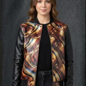 LIQUID GALAXY RIBBED HEM LEATHER JACKET ARTICLE-14