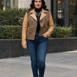 LEOPARD PRINT SUEDE MOTO LEATHER JACKET ARTICLE-22