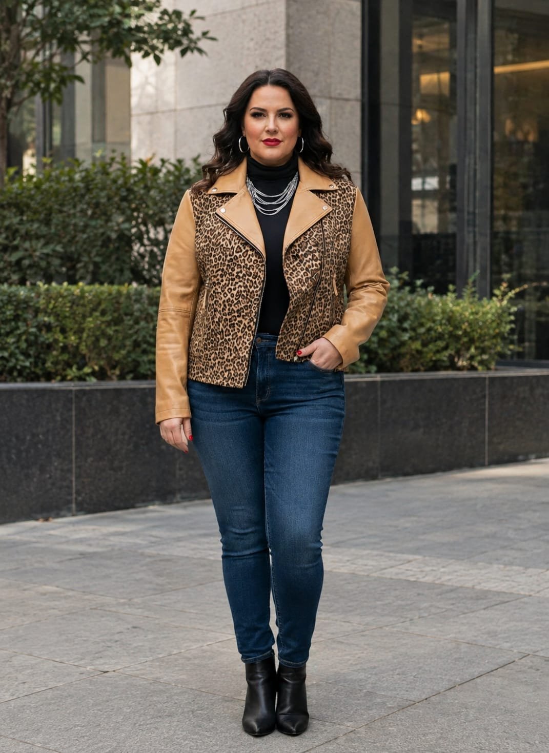LEOPARD PRINT SUEDE MOTO LEATHER JACKET ARTICLE-22